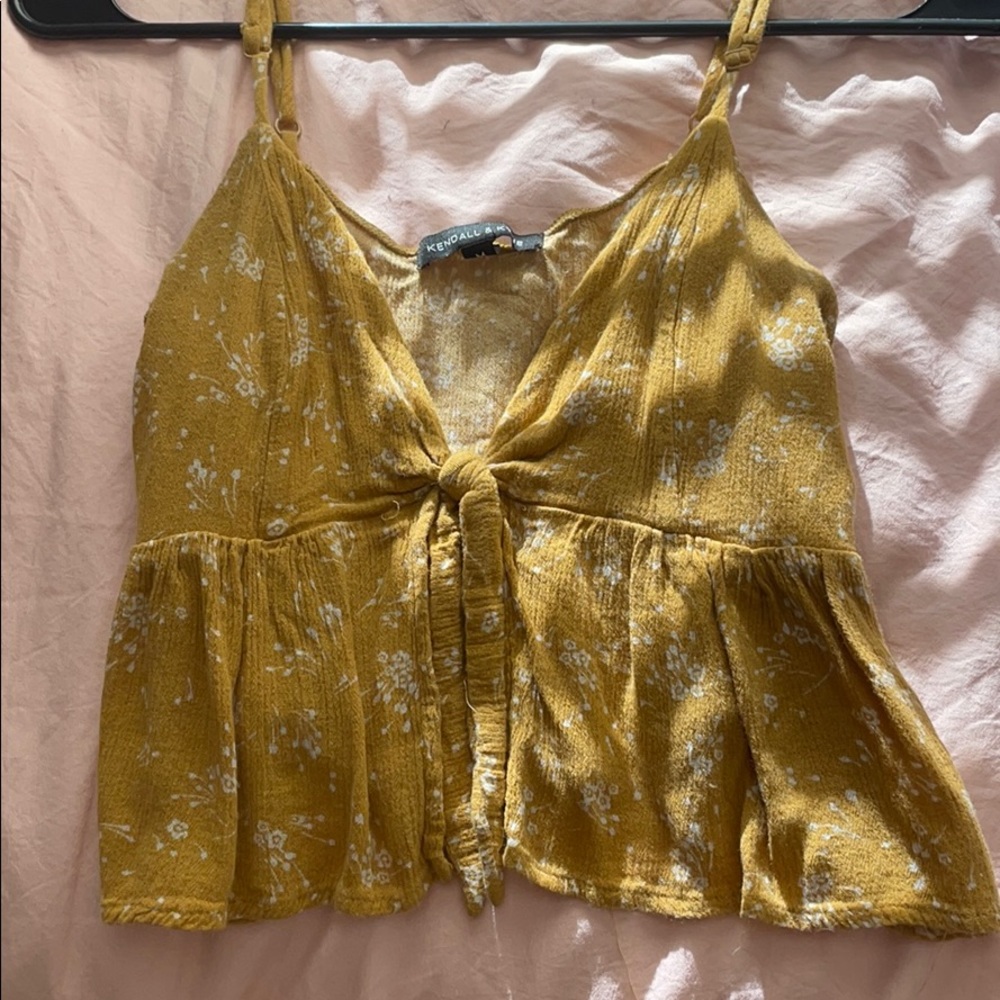 pacsun kendall and kylie yellow mustard crop top